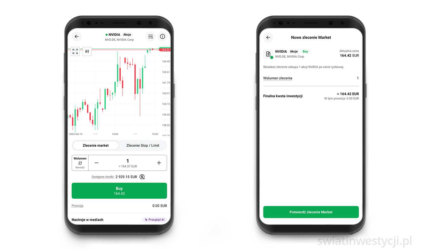 Przykład składania zlecenia w aplikacji XTB